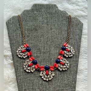 J Crew Statement necklace in red orange pink blue